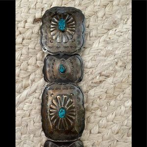 Authentic Vintage Sterling Silver and Turquoise Concho Belt